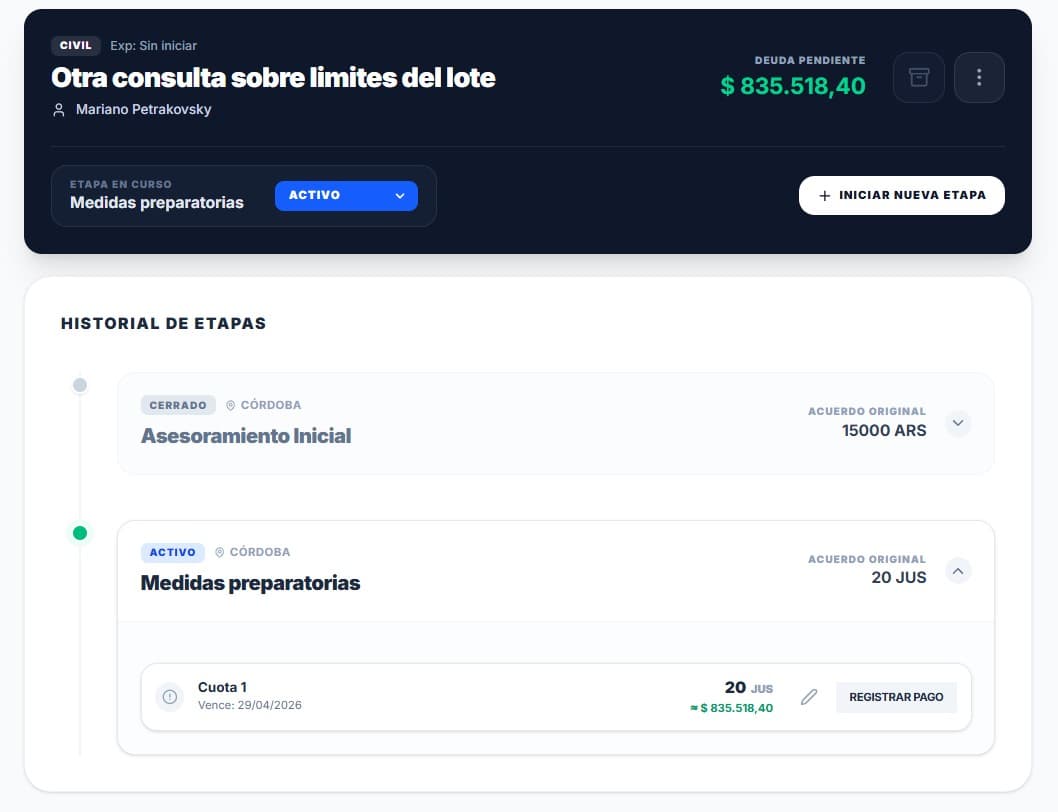 Evolución y etapas del expediente